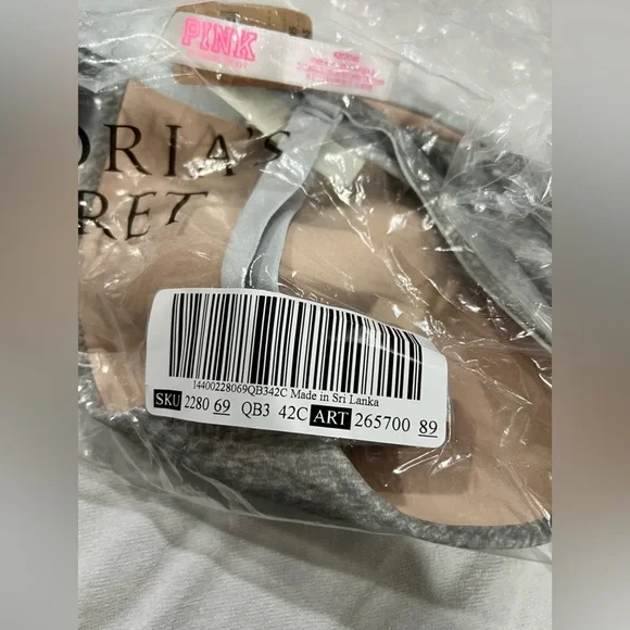 PINK VS Victoria Secret bra light grey gray lightest lined 42C - Picture 6 of 6